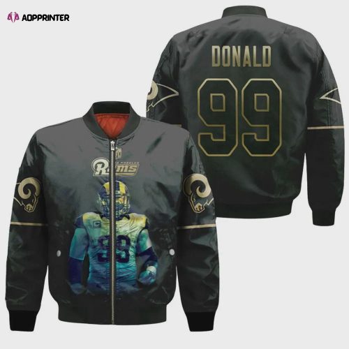 Los Angeles Rams Aaron Donald Pattern Bomber Jacket – Black