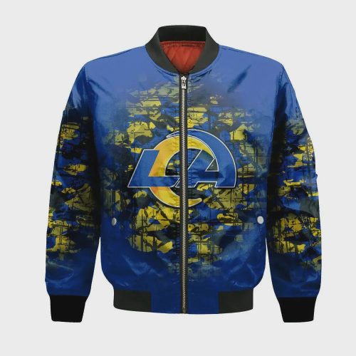 Los Angeles Rams Bomber Jacket 3D Printed Camouflage Vintage