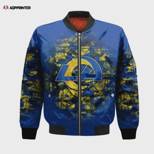 Los Angeles Rams Bomber Jacket 3D Printed Camouflage Vintage