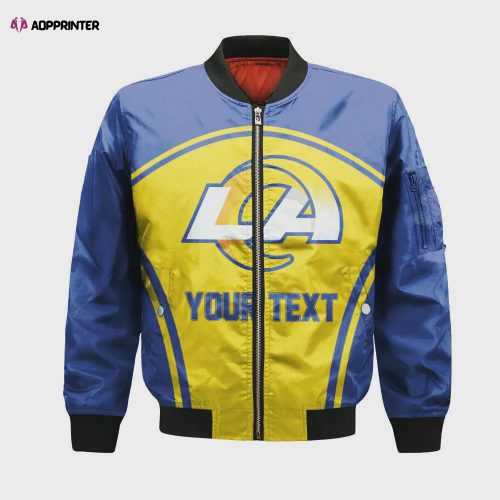 Los Angeles Rams Bomber Jacket 3D Printed Custom Text And Number Curve Style Sport