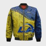 Los Angeles Rams Bomber Jacket 3D Printed Grunge Polynesian Tattoo