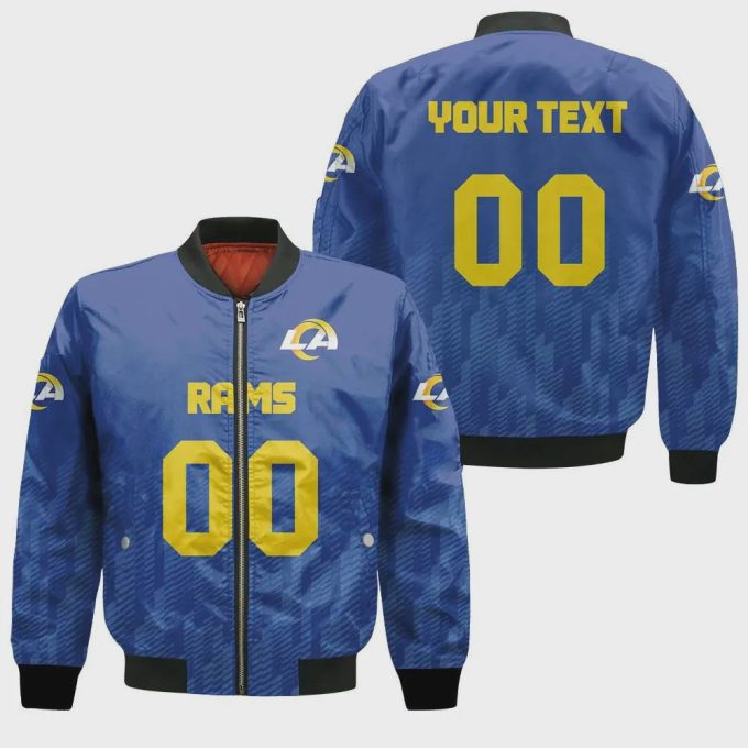 Los Angeles Rams Bomber Jacket 3D Printed Team Logo Custom Text And Number