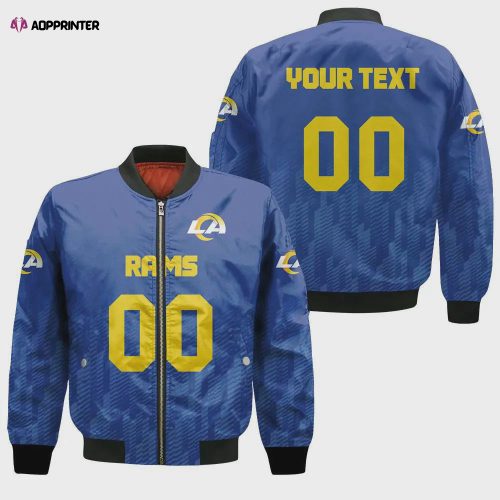 Los Angeles Rams Bomber Jacket 3D Printed Grunge Polynesian Tattoo