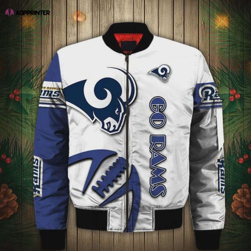 Los Angeles Rams Logo Pattern Bomber Jacket – Black