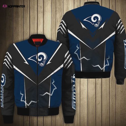 Los Angeles Rams Logo Pattern Bomber Jacket – Navy Blue