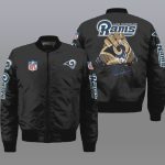 Los Angeles Rams Logo Pattern Bomber Jacket – Black