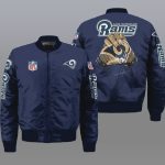 Los Angeles Rams Logo Pattern Bomber Jacket – Navy Blue