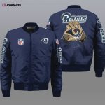 Los Angeles Rams Logo Pattern Bomber Jacket – Navy Blue