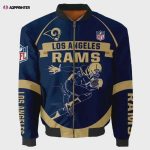 Los Angeles Rams Player Running Pattern Bomber Jacket – Navy Blue