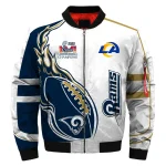 Los Angeles Rams Super Bowl LVI Champions White Blue Bomber Jacket