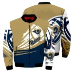 Los Angeles Rams Ultra-Ball Pattern Bomber Jacket – Blue Metallic Gold