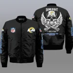 Los Angeles Rams Wings Skull Pattern Bomber Jacket – Black