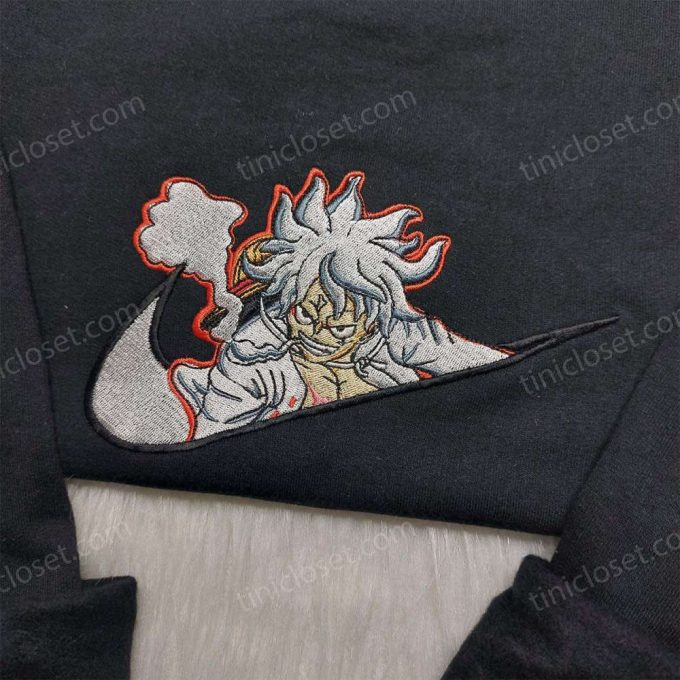 Luffy Gear 5 Embroidered Shirt & One Piece Sweatshirt: Cool Anime Hoodie