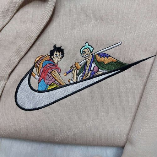 Luffy Zoro Nike Embroidered Shirt One Piece Hoodie & Custom Swoosh Sweatshirt – Stylish & Unique