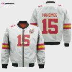 Mahomes Kansas City Chiefs Pattern Bomber Jacket – White