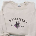 Maleficent Est 1959 Embroidered Hoodie: Disney Halloween Sweatshirt – Perfect Gift for Halloween Lovers!