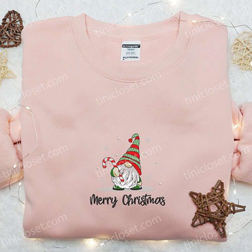 Merry Christmas Gnome Candy Cane Shirt & Hoodie: Perfect Family Gifts