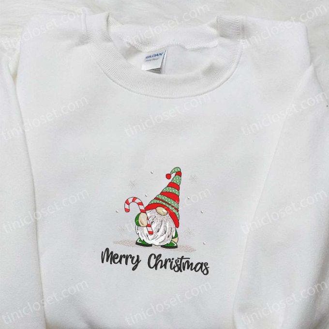 Merry Christmas Gnome Candy Cane Shirt & Hoodie: Perfect Family Gifts