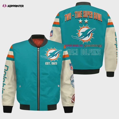 Miami Dolphins Black Camo Pattern National Football League Unisex Bomber Jacket