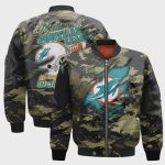 Miami Dolphins Black Camo Pattern National Football League Unisex Bomber Jacket