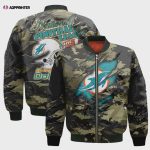 Miami Dolphins Black Camo Pattern National Football League Unisex Bomber Jacket