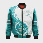 Miami Dolphins Bomber Jacket 3D Printed Flame Ball Pattern