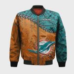 Miami Dolphins Bomber Jacket 3D Printed Grunge Polynesian Tattoo