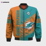 Miami Dolphins Bomber Jacket 3D Printed Logo Pattern In Team Colours