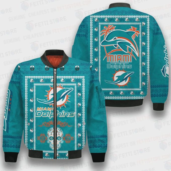 Miami Dolphins Classic Pattern NFL 3D Bomber Jacket