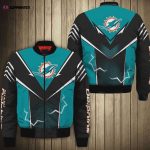 Miami Dolphins Lightning Pattern Bomber Jacket – Aqua Black