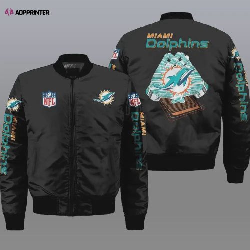 Miami Dolphins Curve Pattern Bomber Jacket – Aqua White Orange