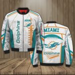 Miami Dolphins Pattern Bomber Jacket – White And Teal