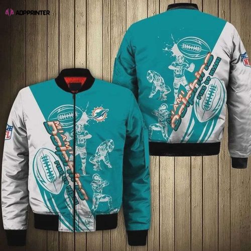 Miami Dolphins Ultra-Ball Pattern Bomber Jacket – Aqua Orange