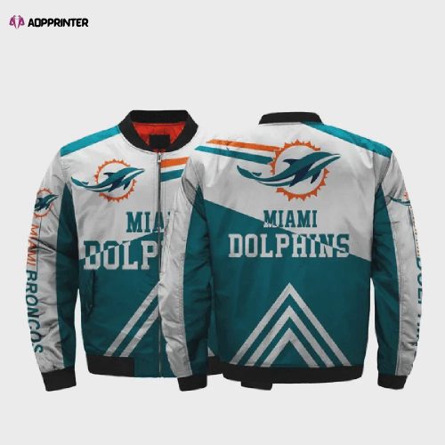 Miami Dolphins Pattern Bomber Jacket – Orange And Teal Color