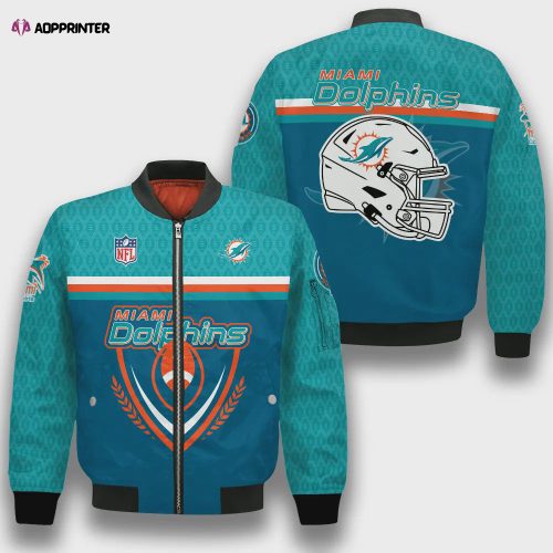 Miami Dolphins Traditional Football Pattern Bomber Jacket