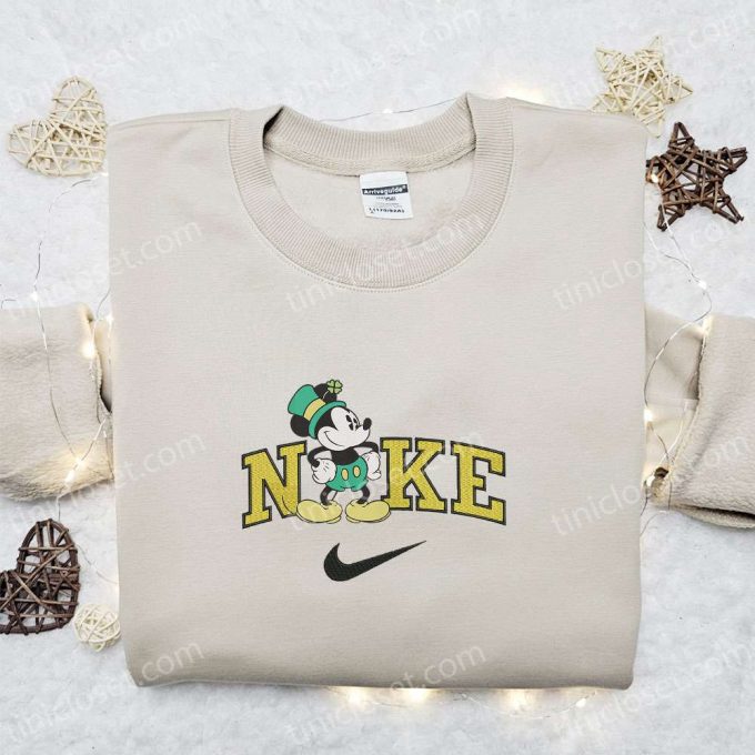 Mickey Mouse St Patrick s x Nike Embroidered Sweatshirt: Disney Characters Movie Merry Shirt – Best St Patrick s Day Gift Ideas