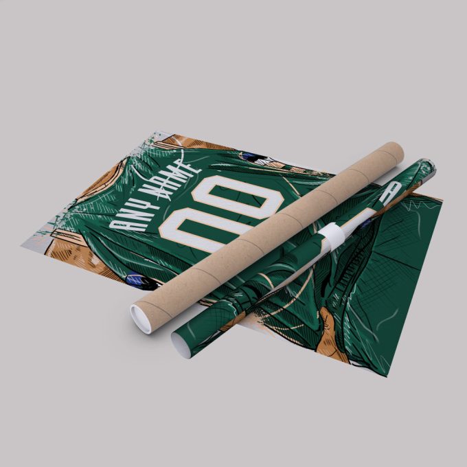 Milwaukee Bucks Jersey Personalized Jersey NBA Custom Name and Number Canvas Wall Art Home Decor Framed Poster Man Cave Gift