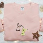 Mimikyu Pokemon Embroidered Sweatshirt Hoodie & T-shirt: Anime-inspired Apparel for Pokemon Fans