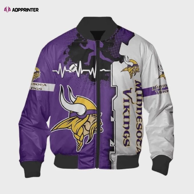 Minnesota Vikings Beating Curve Pattern Bomber Jacket