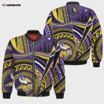 Minnesota Vikings Bohemian Pattern Bomber Jacket- PurpleYellow