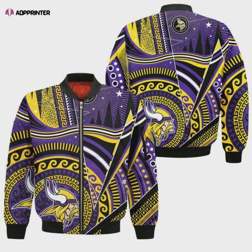 Minnesota Vikings Bomber Jacket 3D Printed Flame Ball Pattern