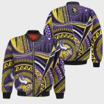 Minnesota Vikings Bohemian Pattern Bomber Jacket- PurpleYellow