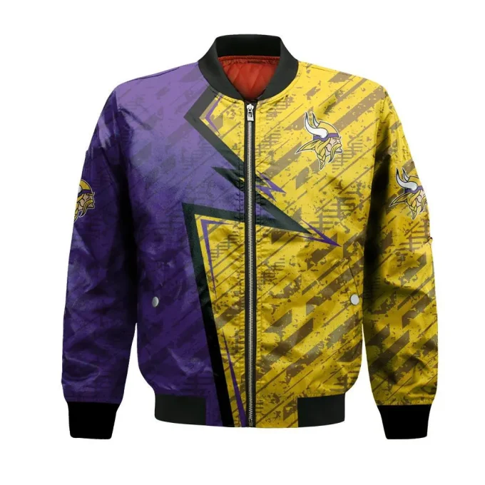 Minnesota Vikings Bomber Jacket 3D Printed Abstract Pattern Sport