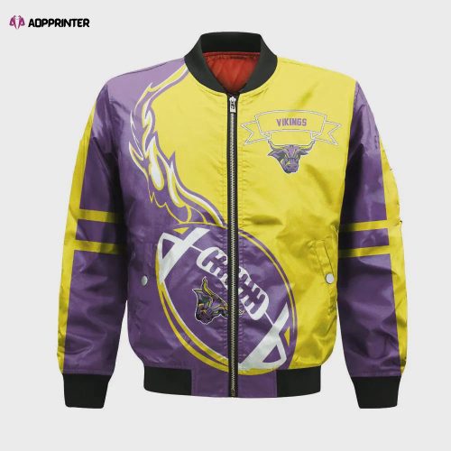 Minnesota Vikings Bomber Jacket 3D Printed Curve Style Custom Text And Number