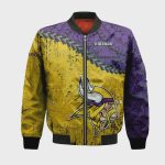 Minnesota Vikings Bomber Jacket 3D Printed Grunge Polynesian Tattoo