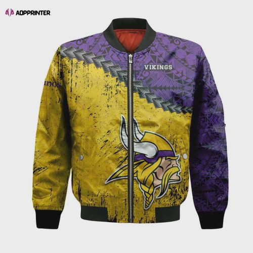 Minnesota Vikings Bomber Jacket 3D Printed Team Logo Custom Text And Number