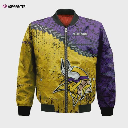 Minnesota Vikings Bomber Jacket 3D Printed Curve Style Custom Text And Number