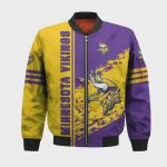 Minnesota Vikings Bomber Jacket 3D Printed Logo Pattern In Team Colours