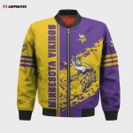 Minnesota Vikings Bomber Jacket 3D Printed Logo Pattern In Team Colours