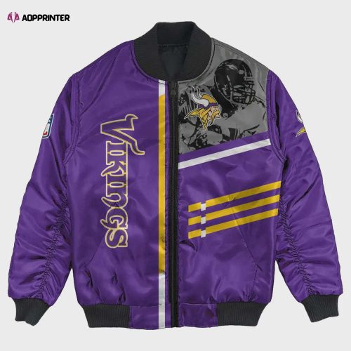 Minnesota Vikings Bohemian Pattern Bomber Jacket- PurpleYellow